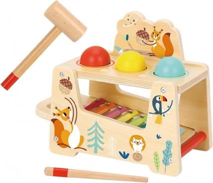 Banc de bătut din lemn 2 în 1 cu xilofon – TOOKY TOY