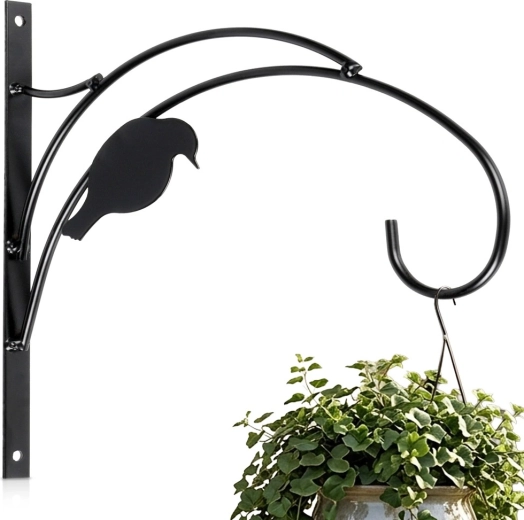 Suport metalic decorativ de perete Vilde pentru ghiveci, negru, 29,5 × 1,8 × 28 cm