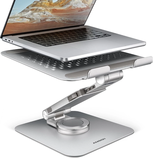 Suport din aluminiu pentru laptop AXAGON STND-LR 10–17,3″, rotativ 360°, gri