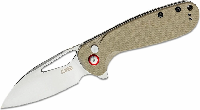 Cuțit de buzunar pliabil CJRB Lago Sand Polished, G10 maro deșertic - 1 bucată
