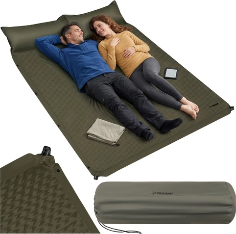 Saltea turistică autogonflabilă Trizand 186 × 130 × 3 cm pentru 2 persoane