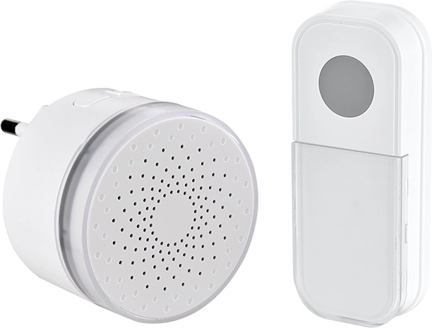 Sonerie mini wireless Solight pentru priză, 180 m – Albă