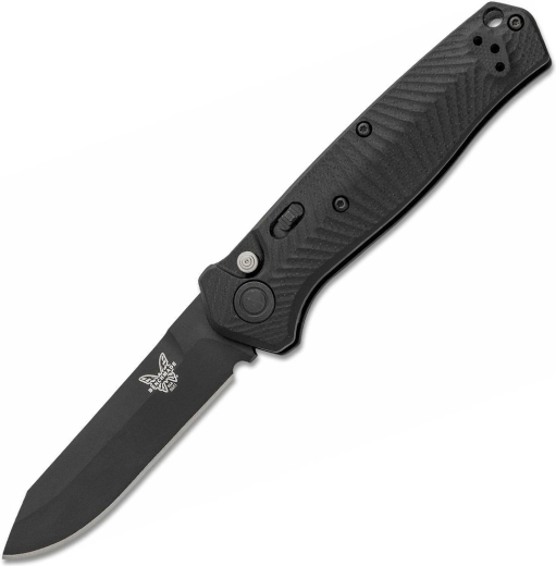 Benchmade Mediator cuțit tactic automat pliabil, complet negru, 8,4 cm, G10
