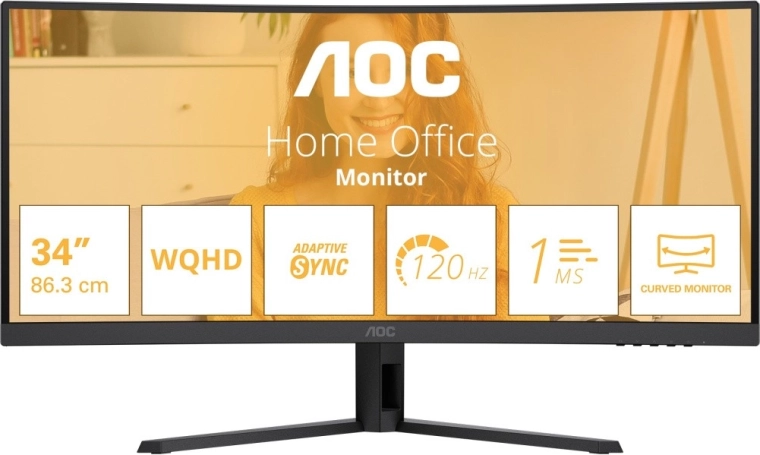Monitor ultrawide curbat AOC 34" WQHD 120 Hz