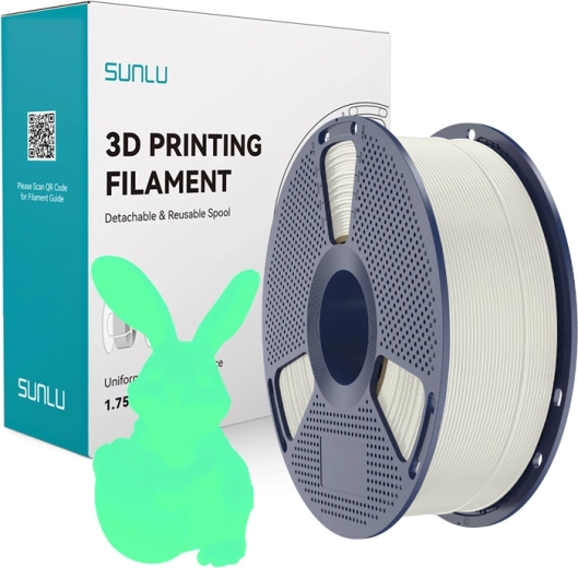Filament Sunlu PLA care luminează în întuneric alb-verde