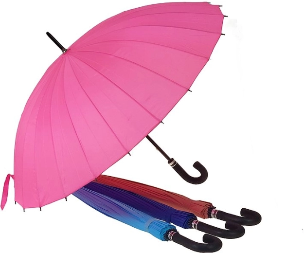 Umbrelă lungă cu mâner în formă de J