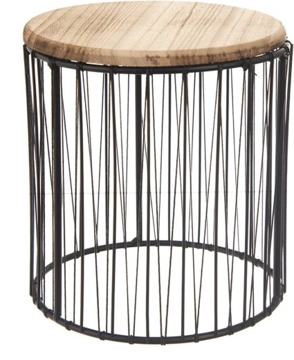 Măsuță rotundă de depozitare din lemn și metal 24 × 23 cm