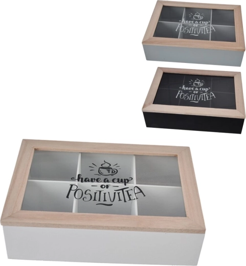 Cutie din lemn pentru ceai 24 × 17 × 7 cm (3 variante)