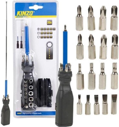 Șurubelniță cu biți KINZO, set 20 buc