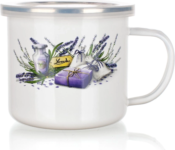 Cană emailată cu capac Lavender 0,5 l