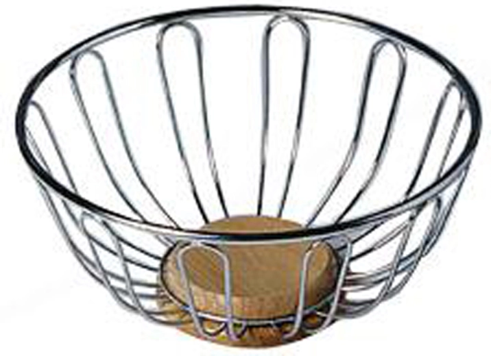 Fructieră din sârmă cu bază din lemn 23,7 × 11,5 cm