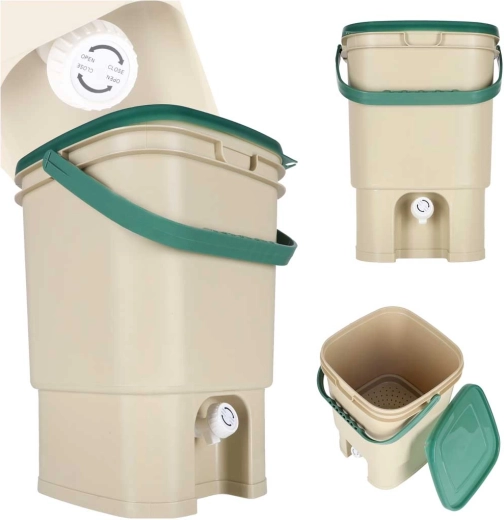 Compostor de bucătărie pentru casă 15 l cu robinet