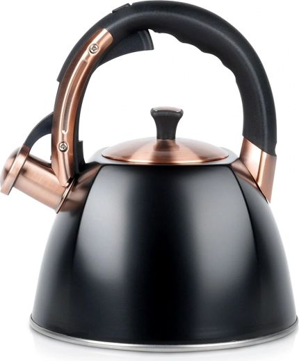 Vilde ceainic negru din inox cu fluier 2,8 l