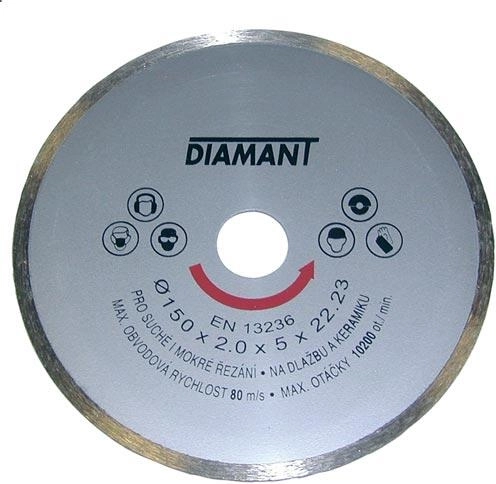 Disc diamantat 125 mm cu margine continuă pentru tăiere umedă și uscată