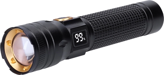 Solight lanternă LED de buzunar reîncărcabilă cu afișaj 200 lm, zoom, Li-Ion