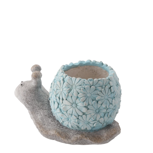 Ghiveci de grădină în formă de melc, culoare albastră