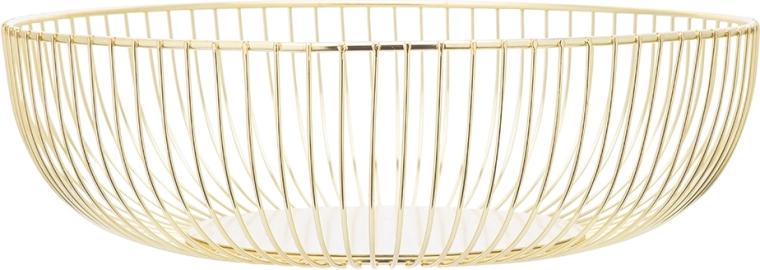 Coș metalic rotund pentru fructe, culoare aurie, 28 × 9 cm