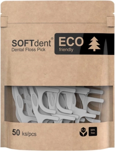 Softdent Eco scobitoare dentară cu ață dentară, 50 buc.