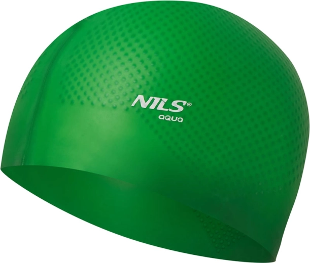 Căciulă de înot din silicon NILS Aqua NQC Dots verde