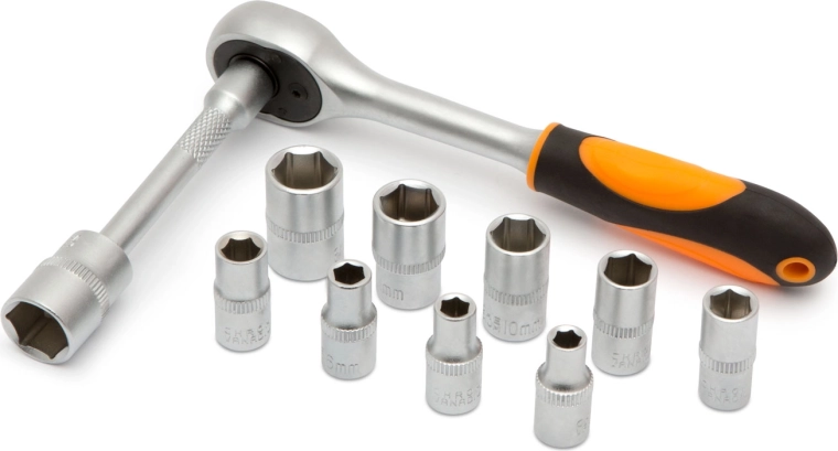 Set de chei tubulare cu clichet de 1/4" – 12 piese