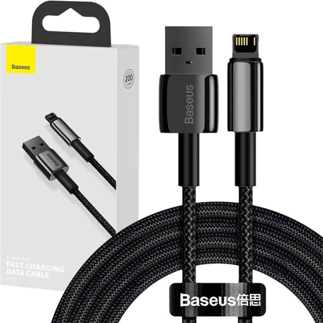 Baseus Tungsten Gold cablu USB – Lightning 2,4 A 2 m – negru