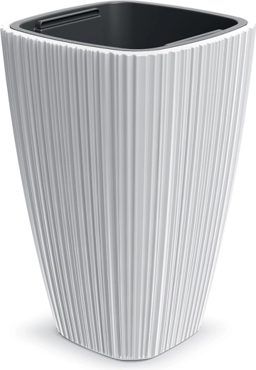 Ghiveci de flori din plastic ORO 39 cm alb cu inserție
