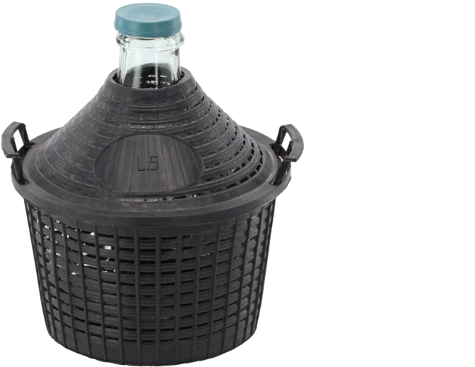 Damigeană de sticlă în coș 5 l