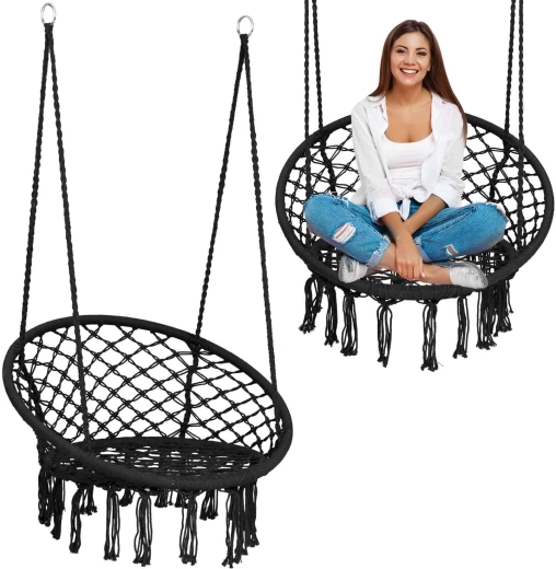 Scaun boho suspendat, negru