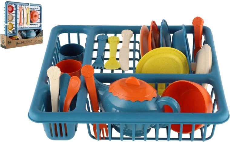 Set de veselă pentru copii cu scurgător – set din plastic pentru joacă