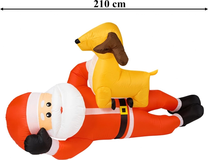 Moș Crăciun gonflabil cu ren 210 cm cu iluminare LED