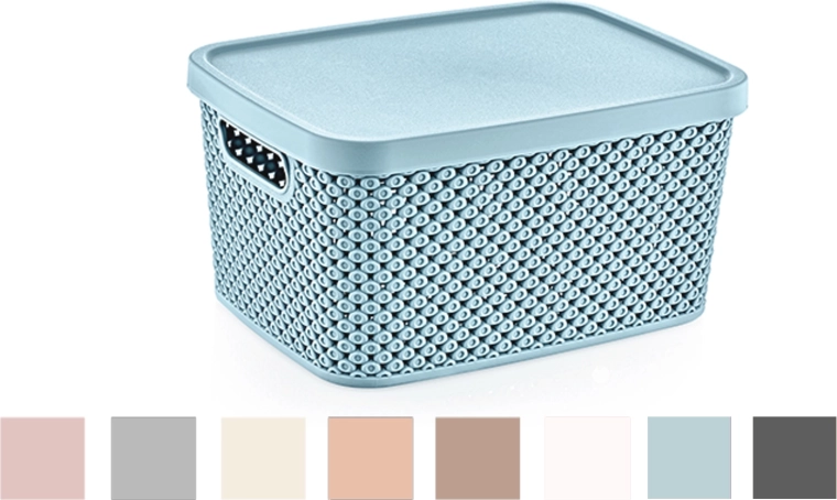 Coș din plastic cu capac Diamond 3,5 l – cutie de depozitare albastră pentru baie și casă