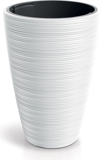 Ghiveci Vena Round 34,9 cm alb cu inserție