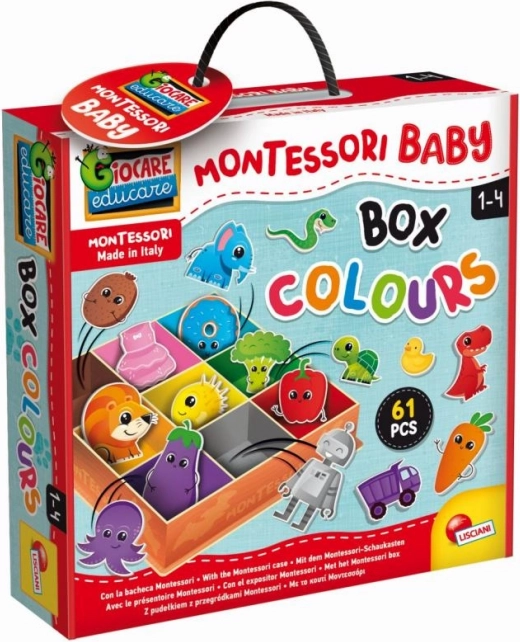 MONTESSORI cutie de sortare colorată pentru copii mici – 61 de piese