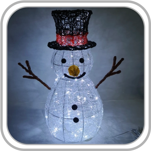 Decorațiune LED de Crăciun în formă de om de zăpadă cu lumină albă rece