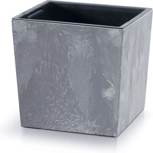 Ghiveci URBI Square Low cu efect de beton, insert 24 cm, marengo