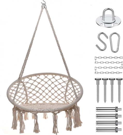 Leagăn tip cuib de barză pentru camera și grădină Premium - alb + set de montaj