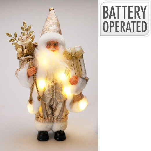Decorațiune de Crăciun Santa, cu LED, aurie, 30 cm