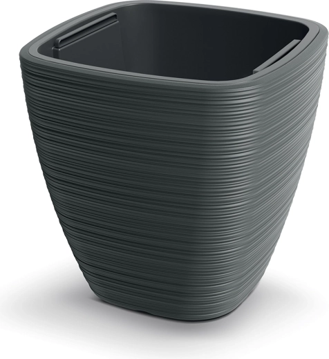Ghiveci Vena Square 38,8 × 38 cm gri închis cu inserție