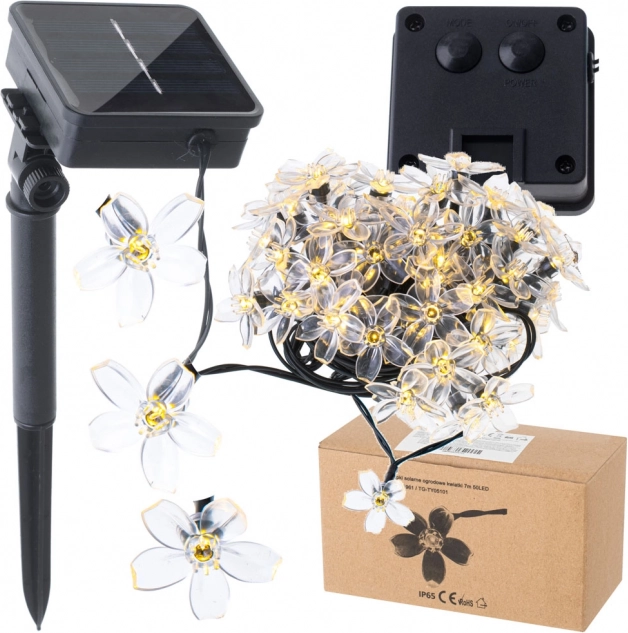 Lămpi solare de grădină în formă de flori 7m 50 LED alb cald