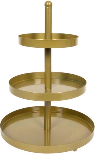 Etajeră metalică aurie cu 3 niveluri pentru prăjituri