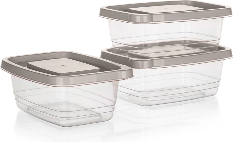 Set de cutii dreptunghiulare pentru alimente 1,13 l – 3 buc., transparente cu capac Latte