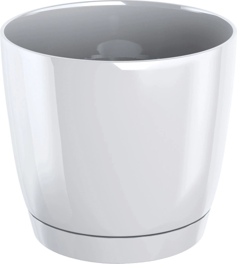 Ghiveci Coubi Round P cu farfurioară 15,5 cm alb