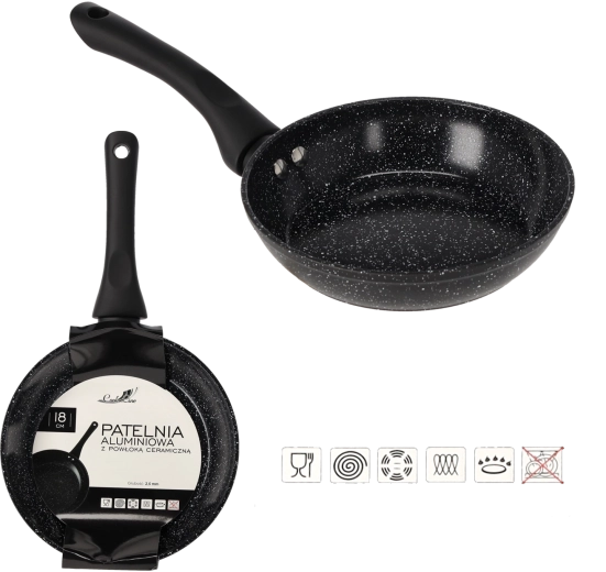 Tigaie din aluminiu 18 cm cu suprafață ceramică pentru inducție