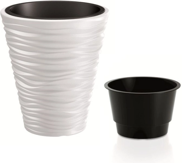 Ghiveci Sand cu inserție 34,5 cm alb