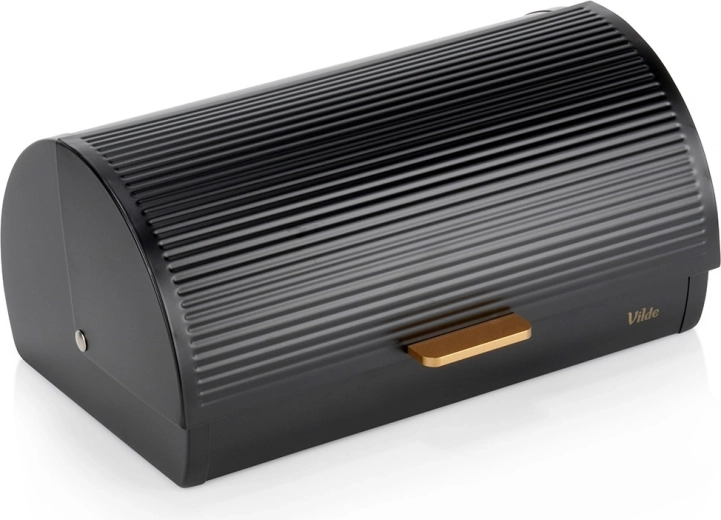 Cutie de pâine metalică neagră 39 × 28 × 18,5 cm