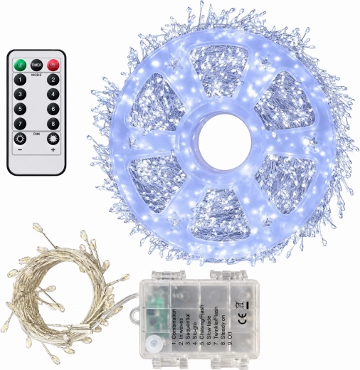 Instalație luminoasă LED cu 50 de LED-uri, 1,5 m, alb rece, cu telecomandă
