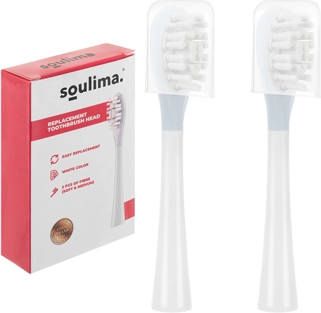Capete de schimb pentru periuță sonică SOULIMA X800, albe, soft + medium, 2 buc