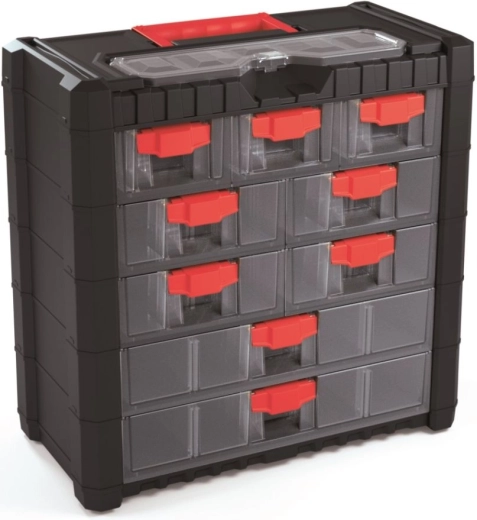 Organizator suspendat din plastic Multicase Cargo 400 × 200 × 392 mm, 9 sertare