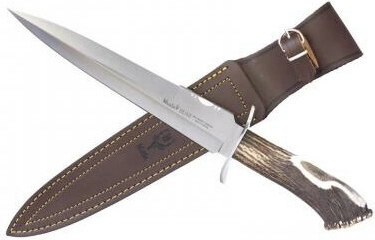 Muela Bear cuțit de vânătoare mare 24 cm, corn de cerb, toc din piele