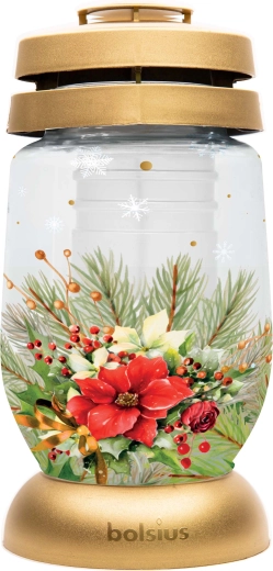 Felinar funerar Bolsius cu motiv de floare roșie 22 cm - 1 bucată